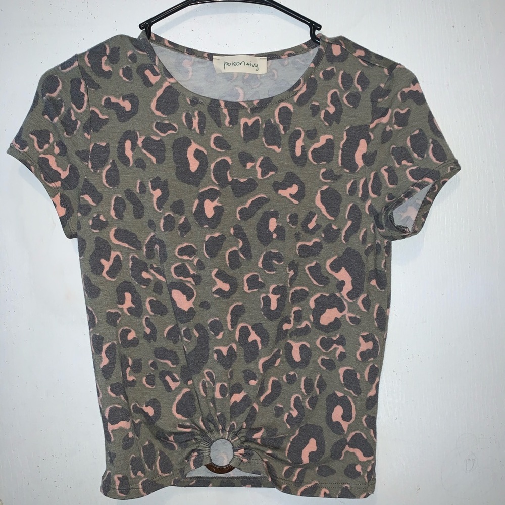 Camo and pink shirt with ring bottom